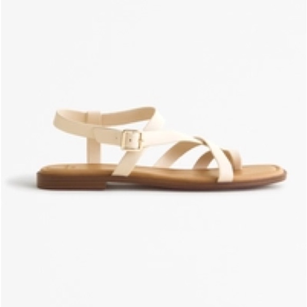 Abercrombie and Fitch Wide Strappy Slide Sandals - White Size 8.5